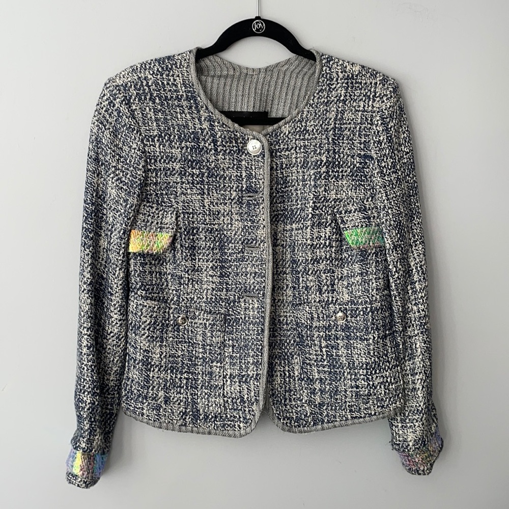 Thesyskens’ Theory Blue and White Tweed Jitane Jacket